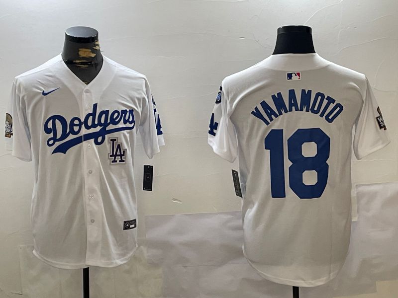 Men Los Angeles Dodgers #18 Yamamoto White Game 2024 Nike MLB Jersey style 11204->youth nhl jersey->Youth Jersey